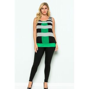 New York & Co Top Tank Sleeveless Blouse ColorBlock Stretch Women's Medium WOMAN